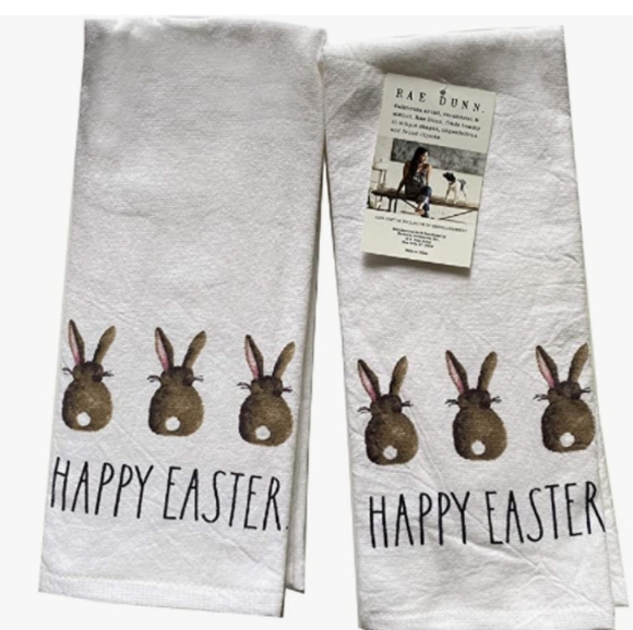 NWT - Rae Dunn “Happy Easter” Set of 2 Kitchen Towels - Picture 6 of 7